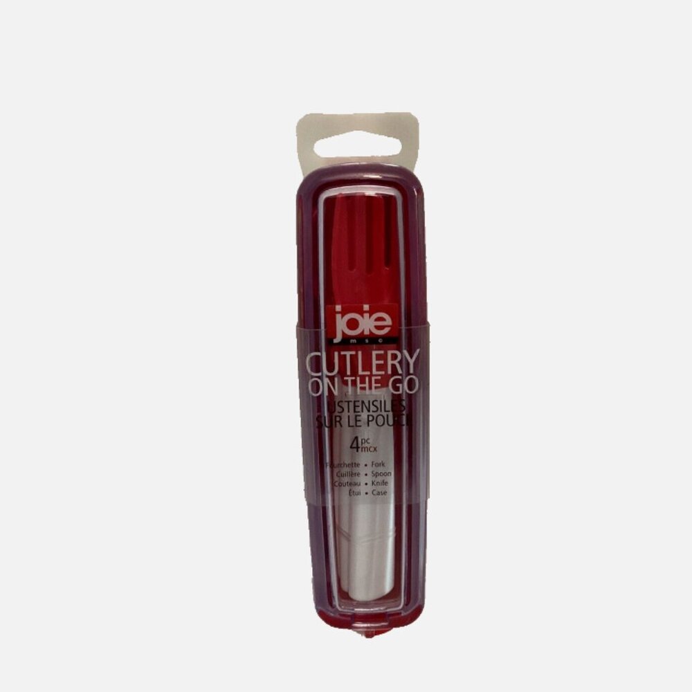 Joie MSC- White/Red Cutlery On The Go - 1 Spoon, Fork, Knife & Case